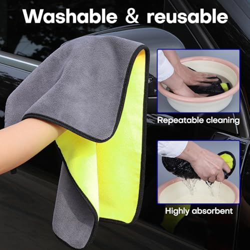 Hovom 3PCS Car Microfiber Towels, 23.62"×11.81" Lint-Free Microfiber Towels for Cars Wash Drying, Super Absorbent Cleaning Cloths, Reusable Washing & Detailing Towel, Car Cleaning Supplies (Yellow) - color: Yellow