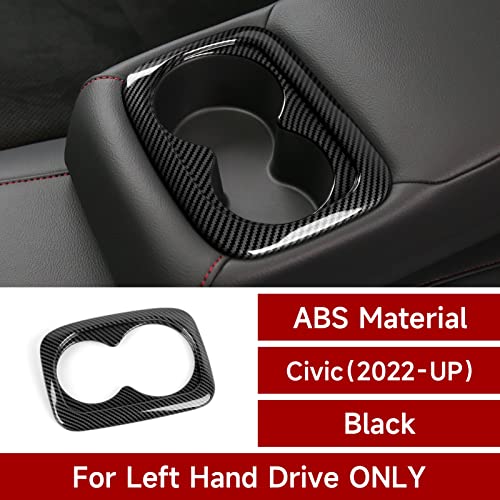 Car Cup Holder Water Cover Decals for 2022 2023 2024 2025 Honda Civic 11th Gen Accessories ABS Carbon Fiber Interior Stickers - color: Cup Holder Panel Frame