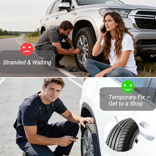 100PCS Tire Repair Rubber Nail Kit, Premium Spiral Screw-in Tire Plugs with 3 Sizes, Emergency Roadside Flat Tire Fix Tool for Car Truck Motorcycle Tractor ATV SUV (100PCS + Screwdriver) - size: 100pcs + Screwdriver