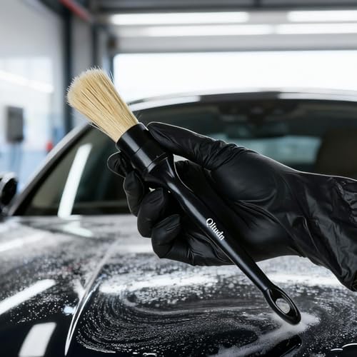 5PCS Car Detailing Brush,Boars Hair Detailing Brush Set, No Scratch,Ultra Soft for Interior and Exterior Car Cleaning, Dashboard, Leather Seat,Air Vents Wheels,Tires
