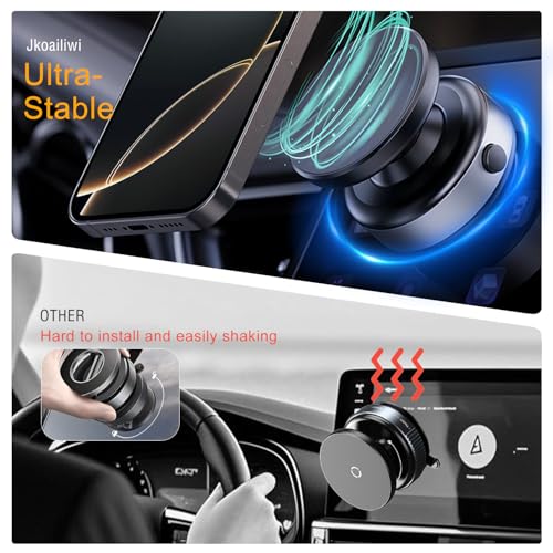 Auto Suction Cup Phone Mount, Quick-Release Vacuum Magnetic Car Phone Holder for Smooth Surface/Gym/Mirror, 360 Adjustable for Magsafe iPhone 17 16 Air Pro Max 15 - color: Black