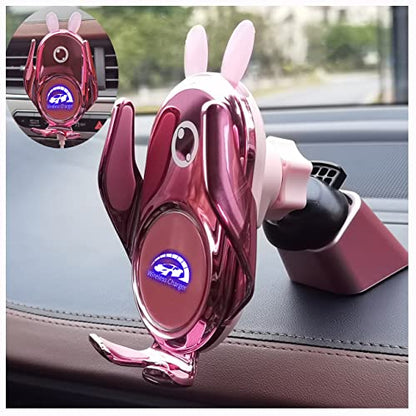 Wireless Car Charger Mount, Auto-Clamping,15W Dashboard Vent, Pink Cute Car Phone Holder Women for iPhone Samsung Andriod Phone - color: Pink