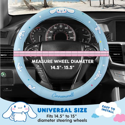 Sanrio Cinnamoroll Car Trunk Organizer, Steering Wheel Cover, Air Freshener & Refill – Cute, Collapsible, Heavy-Duty Storage & Car Accessories for Groceries, Tools, Travel – 12.5"L x 12.5"W x 9"H - style: Pack Cinnamoroll