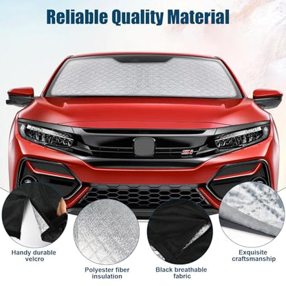 6 Layers Custom Fit Windshield Sun Shade for 2016-2021 Honda Civic, Foldable Car Sunshade with Storage Bag, Heat Reflective & UV Protection - size: 2016-2021 Honda Civic