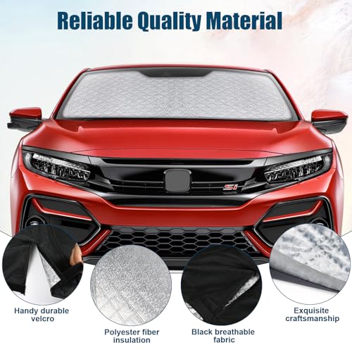 6 Layers Custom Fit Windshield Sun Shade for 2016-2021 Honda Civic, Foldable Car Sunshade with Storage Bag, Heat Reflective & UV Protection - size: 2016-2021 Honda Civic