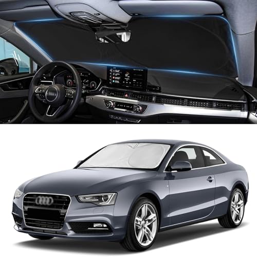 Custom Windshield Sunshade for Audi A4 A5 & S5 RS5 2018-2022 2023 2024 2025 Front Window Shades Cover for Windshield Sun Visor Screen Protector 210T Reflective Blocks UV Rays Cool Car Accessories - size: For Audi A4 A5 & S5 Rs5 2018-2024