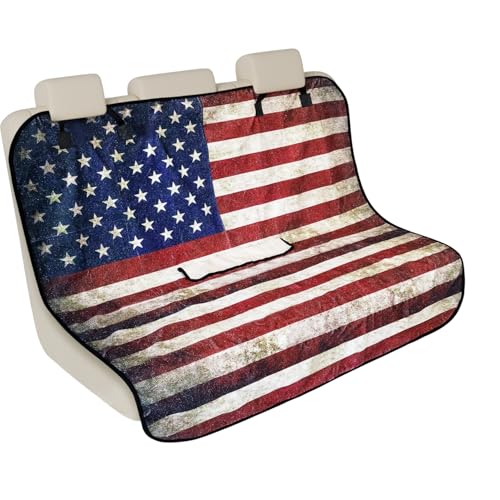 Back Seat Cover for Car Trucks Van SUV, Waterproof Rear Bench Towel Seat Covers for Dogs and Kids, Non-Slip Automotive Backseat Protector, Machine Washable (Bench Flag) - color: Bench Flag