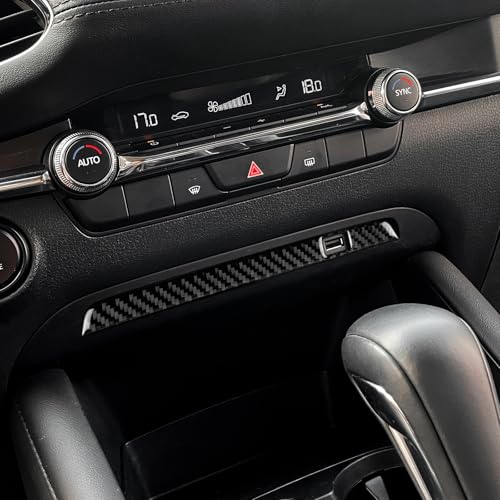 AIRSPEED Carbon Fiber for Mazda 3 Axela 2019-2025 Center Console USB Hole Frame Panel Cover Interior Trim Accessory, Black - color: USB Hole Frame