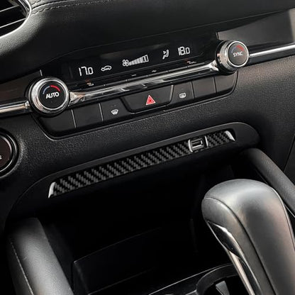 AIRSPEED Carbon Fiber for Mazda 3 Axela 2019-2025 Center Console USB Hole Frame Panel Cover Interior Trim Accessory, Black - color: USB Hole Frame