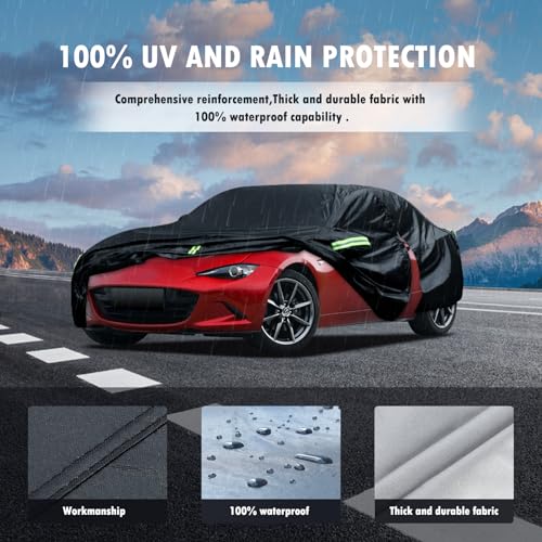 Car Cover Custom Fit for Mazda MX-5 Miata (1989-2025), Waterproof All Weather for Automobiles Full Exterior Cover Sun Rain Snow Protector with Door Zipper - size: Custom Fit for Mazda Mx-5