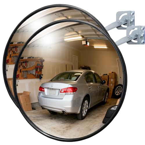 Convex Traffic Mirror Acrylic Safety Security Corner Blind Spot Mirrors Adjustable Wide Angle View Wall Mounted for Indoor Garage School Rooms Warehouse (32",1 Pack) - color: Black, size: 32"