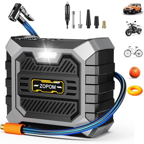ZOPOM Tire Inflator Portable Air Compressor DC 12V Air Compressor Portable with Digital Pressure Gauge Air Pump for Car Tires - Car Accessories Bike, Motor - color: Black