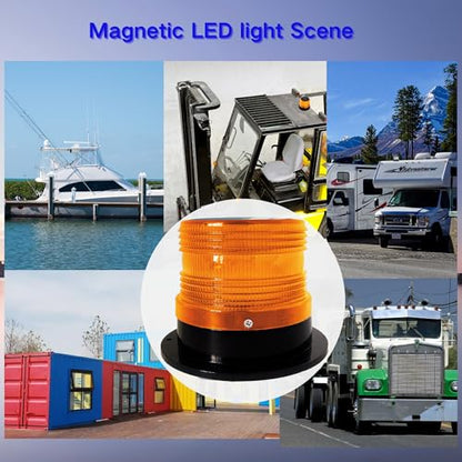 Solar Warning Beacon Light, Yellow Magnetic LED Signal Light with 4 Flashing Modes, IP65 Waterproof, Ideal for Forklifts, Trucks, Roadside Assistance, Boat, Yacht, Hazard Warning Buoys - color: Yellow light