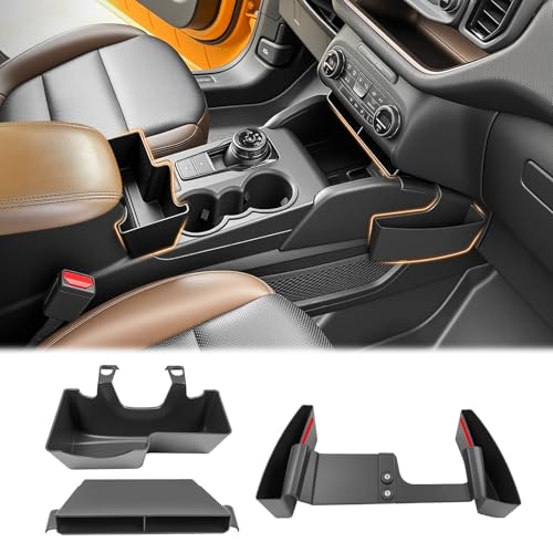 Center Console Organizer Compatible with 2021-2024 Ford Bronco Sport/2020-2024 Escape Hanging Armrest Box Gear Shifter Insert Storage Tray for Bronco Sport/Escape Accessories(3PCS Tray) - color: shifter+insert+hanging tray