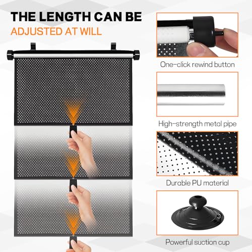 Hovom 2PCS Car Window Shades for Baby, 17.72"×15.75" Retractable Roller Auto Side Window Sun Shade with Suction Cups, Window Covers for Heat, UV and Sun Glare Protection, Car Accessories (Black+Black) - color: Black+Black