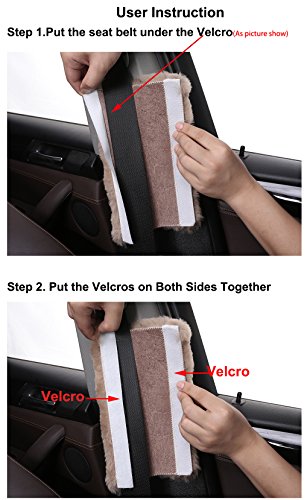 U&M 2 Pack Genuine Sheepskin Auto Seat Belt Cover for Adult Youth Kid Toddlers -Soft Warm Car, Truck, SUV, Camera Backpack Strap Shoulder Pad Wool Fluffy - color: Wine red