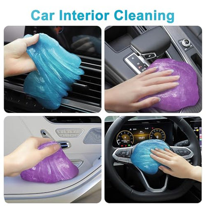 FiveJoy Car Cleaning Gels, 4-Pack Universal Auto Detailing Tools Car Interior Cleaner Putty, Dust Cleaning Mud for PC Tablet Laptop Keyboard, Camera, Printers, Calculator - 320g (2.8oz/pcs) - color: Blue,Purple