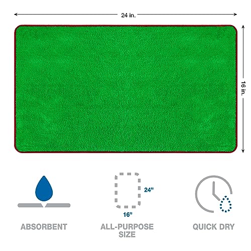Detailer's Preference Dual Pile 400 GSM Microfiber Towels with Red Trim, All-Purpose Terry Weave Cleaning Cloths for Auto, Home, Boat, Scratch-Free & Reusable, 16x24 Inches, 12-Pack - color: Green With Red Trim