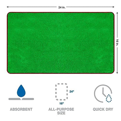 Detailer's Preference Dual Pile 400 GSM Microfiber Towels with Red Trim, All-Purpose Terry Weave Cleaning Cloths for Auto, Home, Boat, Scratch-Free & Reusable, 16x24 Inches, 12-Pack - color: Green With Red Trim