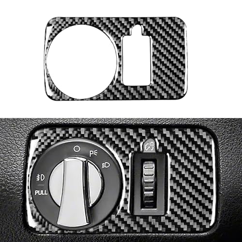 Real Soft Carbon Fiber Interior Accessorie Decal Car Headlight Switch Button Cover Trim Sticker Compatible with Ford Mustang GT Shelby 2005 2006 2007 2008 2009 - color: Headlight Switch-black