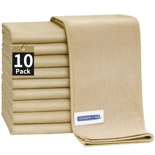 Microfiber Cleaning Cloth - 10 Pack Glasses Cleaning Cloth, 16" x 14" Window Cleaning Rags, Streak Free Lint Free Polishing Cloths Wipes for Eye Glass, Stainless Steel, Windshield, Beige - color: Beige, size: 10 Pk-16" X 14"