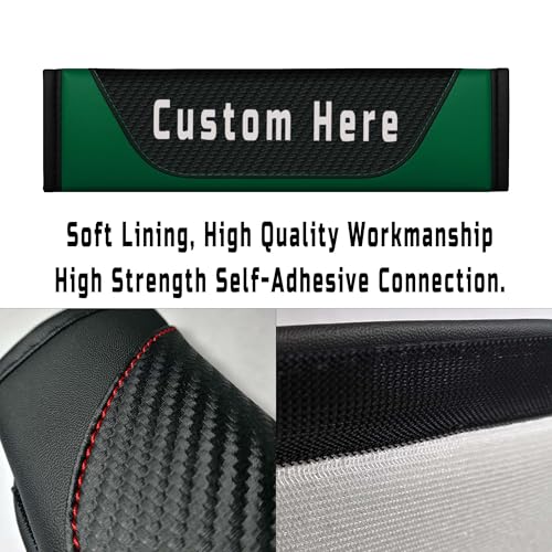 Custom Seat Belt Cover Pad – Personalized Seatbelt Covers with Name, Logo, Text & Image – Carbon Fiber Seatbelt Cushion Shoulder Pads for Car, Truck, SUV – Car Accessories for Women, Men, Kids - color: Green