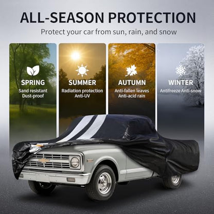 Chevy C10 Truck Cover Custom Fit 1960-1987 Regular Cab Short Bed(6.5') with Door Zipper, 10 Layers Outdoor Heavy Pickup Truck Cover Waterproof All Weather, Wind Dust Sun Protector. - size: C10 1960-1987 Regular Cab SB(6.5')+Towel+Bag
