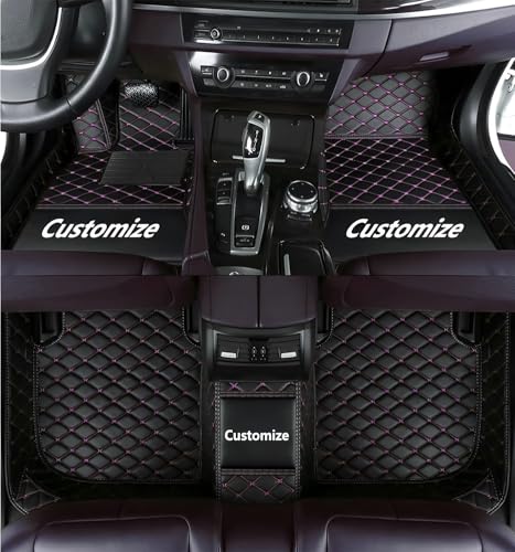 Custom Floor Mats for Cars,All-Weather car Floor MATS-Suitable for 99% of car Models,Luxury Full Coverage All Car Floor Mats,Anti-Slip Leather Car Mat Set (Black Color, Purple line) - color: Black color, purple line