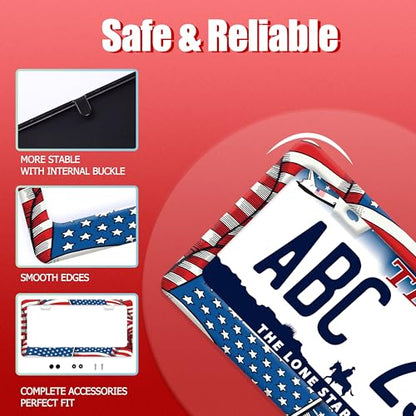 Patriotic American Flag License Plate Frame Abstract USA Flag License Plate Funny Auto Accessory Bracket Stainless Steel License Plate Frames 6.3 x12.3 Inch - color: Abstract USA Flag