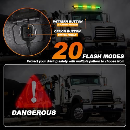 ASPL 26inch 126 LED Rooftop Emergency Strobe Lights Bar Double Side Flashing Safety Warning Traffic Advisor Light Bar Hazard Snow Plow Light for Trucks Vehicles Construction Tow Pickup(Amber/Green) - color: Amber/Green