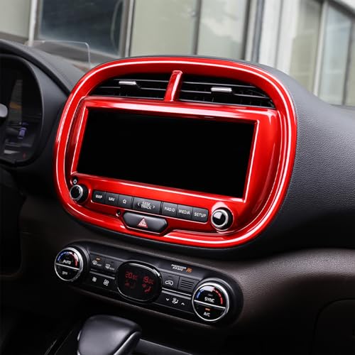Premium Compatible with Kia Soul 2020-2025 Accessories, Dashboard Navigation Trim Cover - Scratch Protection, Dashboard Cover, Easy Snap Installation Upgrade (Red) - color: Red