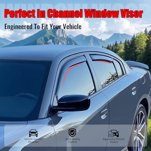 IKON MOTORSPORTS in Channel Window Visors Compatible with 2013-2019 Ford Escape, Slim Style Acrylic Smoke Rain Guards, Side Window Wind Deflectors 4PCS