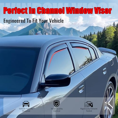 IKON MOTORSPORTS in Channel Window Visors Compatible with 2013-2019 Ford Escape, Slim Style Acrylic Smoke Rain Guards, Side Window Wind Deflectors 4PCS