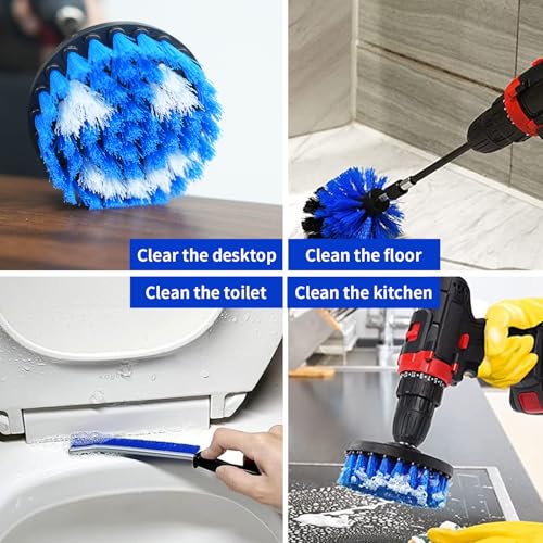 10 Pack Drill Brush Attachment Set, Drill Scrubber Brush Kit, Drill Cleaning Brush, Scrub Brush for Grout Floor Tub Shower Bathtub Tile Sink Toilet Bathroom Kitchen Car Blue - color: Blue