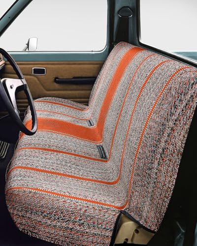 FREMONT AUTO Baja Saddle Car Seat Covers - Durable, Stylish, Universal Fit for Ford, Chevrolet, Dodge Trucks & SUVs - Blanket Style, Bench Seat Cover - Full-Size Pickup (Orange) - color: Orange Bench