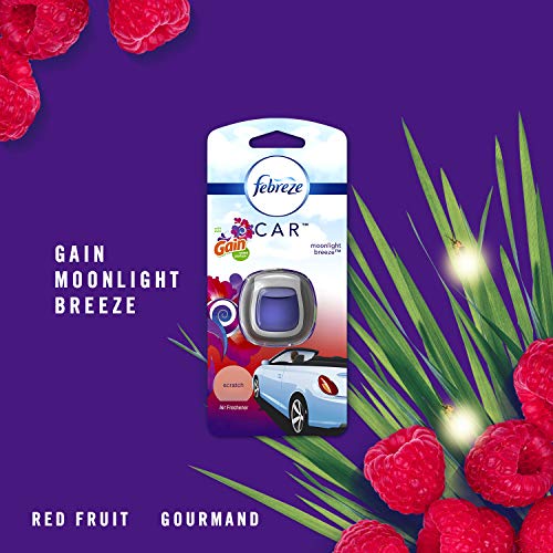 Febreze Car Odor-Eliminating Air Freshener Vent Clip with Gain Scent, Moonlight Breeze, 2 count - size: 2 Count (Pack of 1)