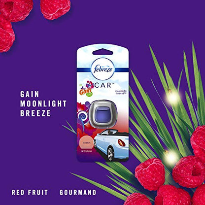Febreze Car Odor-Eliminating Air Freshener Vent Clip with Gain Scent, Moonlight Breeze, 2 count - size: 2 Count (Pack of 1)