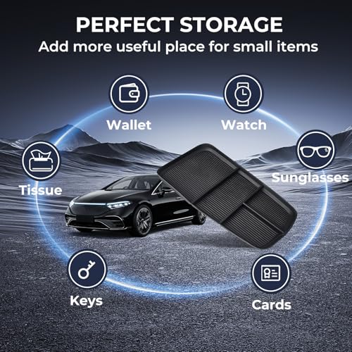 Lower Center Console Organizer Storage Tray for Mercedes Benz EQS 450+ 400 580 AMG SUV/EQE 350 350+ 500, Interior Accessories Insert Storage Tray for 2026 2025 2024 2023 EQS/EQE, Black - style: 1) Fits for 2023-2026 EQS/EQE, Lower
