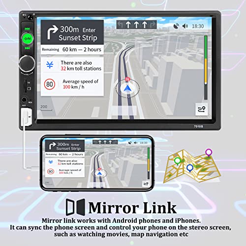 Car Stereo Double Din Bluetooth Car Radio 7 Inch MP5 Player HD Touch Screen FM Radio Audio Receiver AUX in USB TF Card Input UNITOPSCI Multimedia Player Mirror Link with Backup Camera - style: Model 2