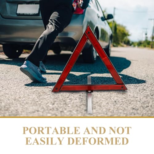 Reflective Safety Triangles for Vehicles 3-Pack Portable Emergency Roadside Warning Signs 11.22X9.64X9.05In Foldable Car Hazard Markers for Night and Adverse Weather