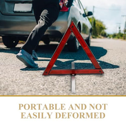 Reflective Safety Triangles for Vehicles 3-Pack Portable Emergency Roadside Warning Signs 11.22X9.64X9.05In Foldable Car Hazard Markers for Night and Adverse Weather