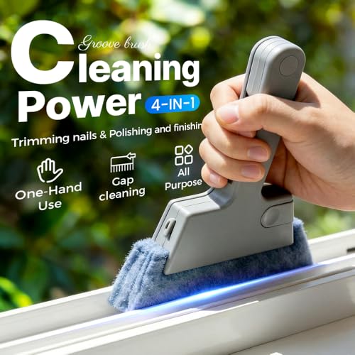Magic Window Track Cleaner, Window Groove & Track Cleaning Brush Tools Set for Window Lides Gaps Tile Lines Shutter Car Vents (Blue) - color: Blue
