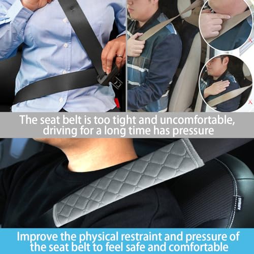 JOYCOURT 2PCS Universal Car Seatbelt Pad Cover, Long Crystal Velvet Shoulder Cover Kit for Adults and Children, Helps Avoid Friction on Shoulder and Neck, Fits All Cars and Packs - color: Grey
