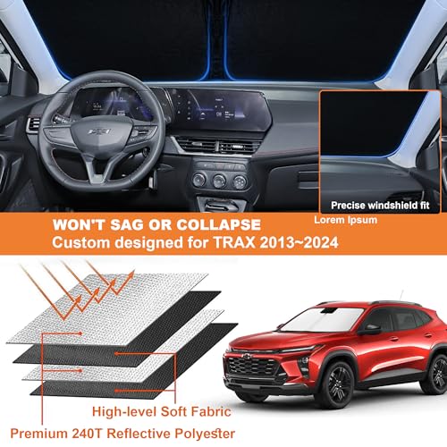 2026 Upgrade Front Windshield Sunshade fit for Chevrolet Trax 2013-2024 Reflector Foldable Car Shade Automotive Windshield Sunshades for Chevrolet Trax Windshield Sun Shade |Keeps Your Vehicle Cool| - size: Fit for Chevrolet Trax 2013-2024