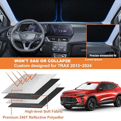 2026 Upgrade Front Windshield Sunshade fit for Chevrolet Trax 2013-2024 Reflector Foldable Car Shade Automotive Windshield Sunshades for Chevrolet Trax Windshield Sun Shade |Keeps Your Vehicle Cool| - size: Fit for Chevrolet Trax 2013-2024