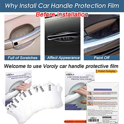 10Pcs Car Door Handle Scratch Protector Film Clear TPH Door Handle Cup Protector, Self-Adhesive Vinyl Anti-Scratch Cover, Universal Car Exterior Protection