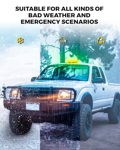 Xprite Upgraded 12" 72LED Rooftop Mini Strobe Lights, Emergency Safety Flashing Beacon Light Bar with Magnetic Base for 12V-24V Construction Vehicles, Trucks, Snow Plow, Postal Car (Amber/Green) - color: Amber Green