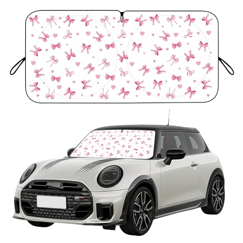 Car Windshield Sun Shade, Cute Bow Sun Visor - Wear-Resistant Black Tape, Foldable 59'x27.5'/63''x31.5'' - color: Small Bow, size: Small