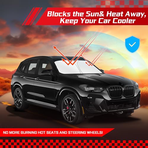 ARISMOTOR Windshield Sun Shade for BMW X3 2018-2025 2026, Custom Fit Foldable Front Window Sunshade Sun Visor Protector, Block UV Rays Keep Your Car Cooler - size: for BMW X3 2018-2026