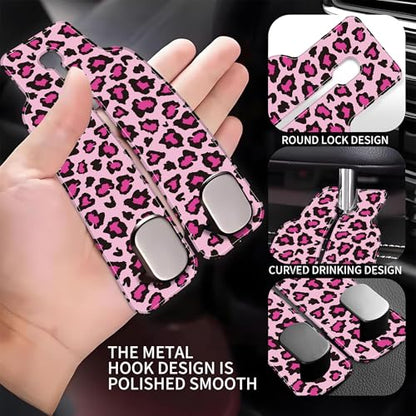 Car Seat Headrest Hooks for Purses and Bags Abstract Pink Leopard 1 Pack Bag Purse Holder for Car with Double Metal Hooks Car Purse Hanger Hanging Accessories - color: Abstract Pink Leopard